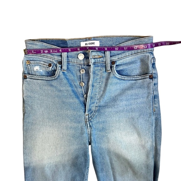 RE/DONE 90’s High Rise Ankle Crop Denim Worn Light Blue Size 26 EUC - Picture 6 of 12
